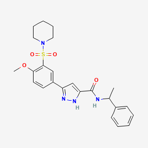 5-[4-methoxy-3-(piperidin-1-ylsulfonyl)phenyl]-N-(1-phenylethyl)-1H-pyrazole-3-carboxamide