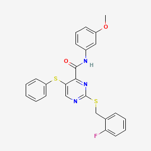 2-[(2-fluorobenzyl)sulfanyl]-N-(3-methoxyphenyl)-5-(phenylsulfanyl)pyrimidine-4-carboxamide