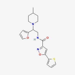 N-[2-(furan-2-yl)-2-(4-methylpiperidin-1-yl)ethyl]-5-(thiophen-2-yl)-1,2-oxazole-3-carboxamide