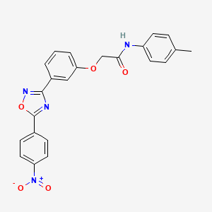 molecular formula C23H18N4O5 B11306635 N-(4-methylphenyl)-2-{3-[5-(4-nitrophenyl)-1,2,4-oxadiazol-3-yl]phenoxy}acetamide 