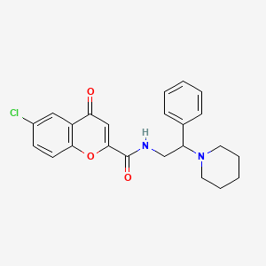 6-chloro-4-oxo-N-[2-phenyl-2-(piperidin-1-yl)ethyl]-4H-chromene-2-carboxamide