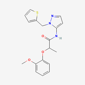 molecular formula C18H19N3O3S B11306643 2-(2-methoxyphenoxy)-N-[1-(thiophen-2-ylmethyl)-1H-pyrazol-5-yl]propanamide 