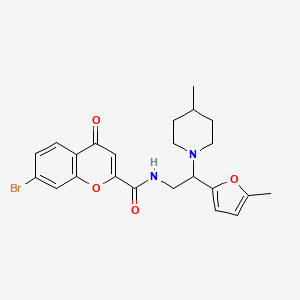 molecular formula C23H25BrN2O4 B11306647 7-bromo-N-[2-(5-methylfuran-2-yl)-2-(4-methylpiperidin-1-yl)ethyl]-4-oxo-4H-chromene-2-carboxamide 