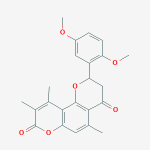 molecular formula C23H22O6 B11306649 2-(2,5-dimethoxyphenyl)-5,9,10-trimethyl-2,3-dihydro-4H,8H-pyrano[2,3-f]chromene-4,8-dione 