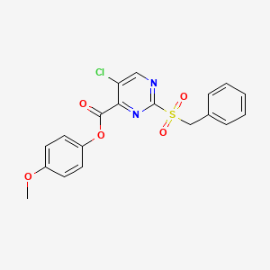 molecular formula C19H15ClN2O5S B11306653 4-Methoxyphenyl 2-(benzylsulfonyl)-5-chloropyrimidine-4-carboxylate 