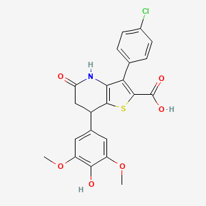 3-(4-Chlorophenyl)-5-hydroxy-7-(4-hydroxy-3,5-dimethoxyphenyl)-6,7-dihydrothieno[3,2-b]pyridine-2-carboxylic acid