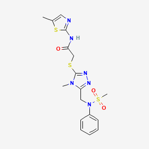 2-[(4-methyl-5-{[(methylsulfonyl)(phenyl)amino]methyl}-4H-1,2,4-triazol-3-yl)sulfanyl]-N-(5-methyl-1,3-thiazol-2-yl)acetamide