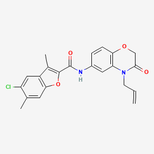 molecular formula C22H19ClN2O4 B11306710 5-chloro-3,6-dimethyl-N-[3-oxo-4-(prop-2-en-1-yl)-3,4-dihydro-2H-1,4-benzoxazin-6-yl]-1-benzofuran-2-carboxamide 