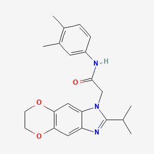 N-(3,4-dimethylphenyl)-2-(2-isopropyl-6,7-dihydro-1H-[1,4]dioxino[2,3-f]benzimidazol-1-yl)acetamide