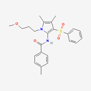 molecular formula C24H28N2O4S B11306811 N-[1-(3-methoxypropyl)-4,5-dimethyl-3-(phenylsulfonyl)-1H-pyrrol-2-yl]-4-methylbenzamide 