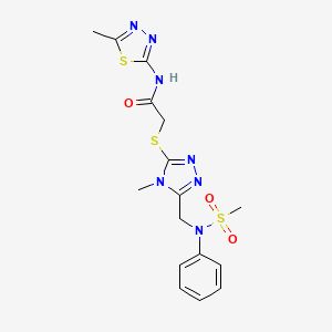 2-[(4-methyl-5-{[(methylsulfonyl)(phenyl)amino]methyl}-4H-1,2,4-triazol-3-yl)sulfanyl]-N-(5-methyl-1,3,4-thiadiazol-2-yl)acetamide