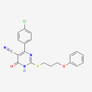 4-(4-Chlorophenyl)-6-oxo-2-[(3-phenoxypropyl)sulfanyl]-1,6-dihydropyrimidine-5-carbonitrile