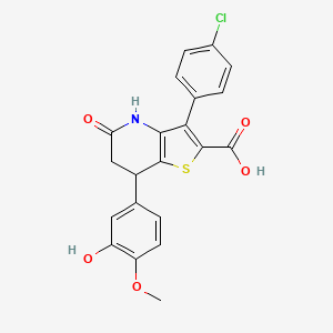 3-(4-Chlorophenyl)-5-hydroxy-7-(3-hydroxy-4-methoxyphenyl)-6,7-dihydrothieno[3,2-b]pyridine-2-carboxylic acid