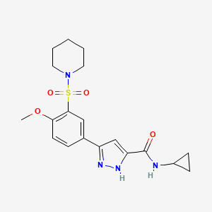 N-cyclopropyl-5-[4-methoxy-3-(piperidin-1-ylsulfonyl)phenyl]-1H-pyrazole-3-carboxamide