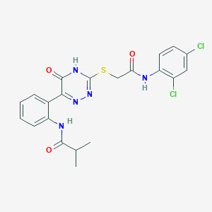 N-{2-[3-({2-[(2,4-dichlorophenyl)amino]-2-oxoethyl}sulfanyl)-5-oxo-4,5-dihydro-1,2,4-triazin-6-yl]phenyl}-2-methylpropanamide