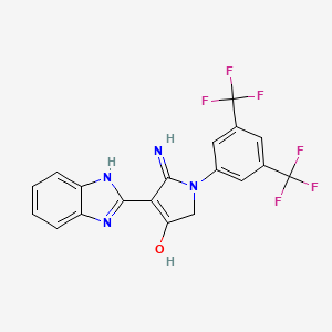 molecular formula C19H12F6N4O B11306910 5-Amino-4-(1H-1,3-benzodiazol-2-YL)-1-[3,5-bis(trifluoromethyl)phenyl]-2,3-dihydro-1H-pyrrol-3-one 