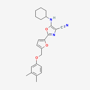 5-(Cyclohexylamino)-2-{5-[(3,4-dimethylphenoxy)methyl]furan-2-yl}-1,3-oxazole-4-carbonitrile