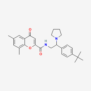 molecular formula C28H34N2O3 B11306946 N-[2-(4-tert-butylphenyl)-2-(pyrrolidin-1-yl)ethyl]-6,8-dimethyl-4-oxo-4H-chromene-2-carboxamide 