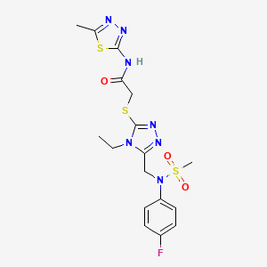 2-[(4-ethyl-5-{[(4-fluorophenyl)(methylsulfonyl)amino]methyl}-4H-1,2,4-triazol-3-yl)sulfanyl]-N-(5-methyl-1,3,4-thiadiazol-2-yl)acetamide