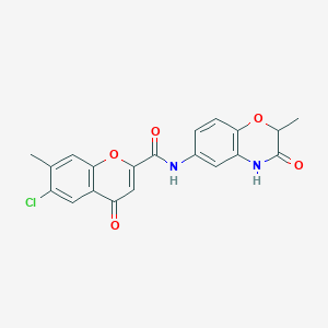 molecular formula C20H15ClN2O5 B11306976 6-chloro-7-methyl-N-(2-methyl-3-oxo-3,4-dihydro-2H-1,4-benzoxazin-6-yl)-4-oxo-4H-chromene-2-carboxamide 