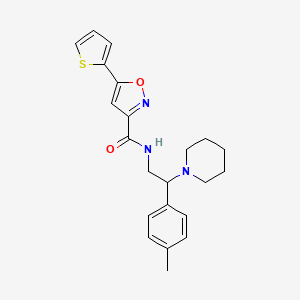 molecular formula C22H25N3O2S B11307049 N-[2-(4-methylphenyl)-2-(piperidin-1-yl)ethyl]-5-(thiophen-2-yl)-1,2-oxazole-3-carboxamide 