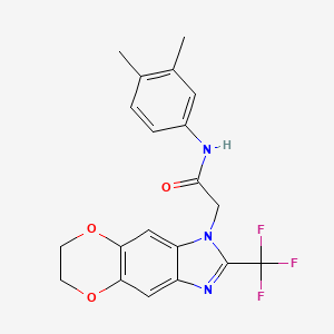 N-(3,4-dimethylphenyl)-2-[2-(trifluoromethyl)-6,7-dihydro-1H-[1,4]dioxino[2,3-f]benzimidazol-1-yl]acetamide