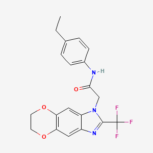 molecular formula C20H18F3N3O3 B11307066 N-(4-ethylphenyl)-2-[2-(trifluoromethyl)-6,7-dihydro-1H-[1,4]dioxino[2,3-f]benzimidazol-1-yl]acetamide 