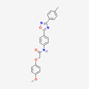 molecular formula C24H21N3O4 B11307085 2-(4-methoxyphenoxy)-N-{4-[3-(4-methylphenyl)-1,2,4-oxadiazol-5-yl]phenyl}acetamide 