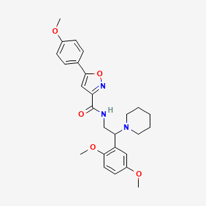 molecular formula C26H31N3O5 B11307098 N-[2-(2,5-dimethoxyphenyl)-2-(piperidin-1-yl)ethyl]-5-(4-methoxyphenyl)-1,2-oxazole-3-carboxamide 