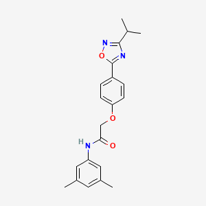 molecular formula C21H23N3O3 B11307138 N-(3,5-dimethylphenyl)-2-{4-[3-(propan-2-yl)-1,2,4-oxadiazol-5-yl]phenoxy}acetamide 