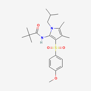 molecular formula C22H32N2O4S B11307143 N-{3-[(4-methoxyphenyl)sulfonyl]-4,5-dimethyl-1-(2-methylpropyl)-1H-pyrrol-2-yl}-2,2-dimethylpropanamide 