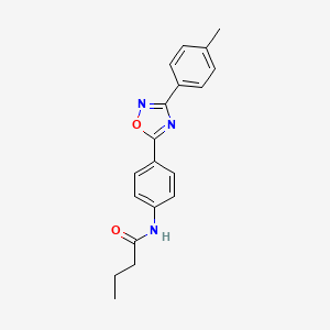 molecular formula C19H19N3O2 B11307150 N-{4-[3-(4-methylphenyl)-1,2,4-oxadiazol-5-yl]phenyl}butanamide 