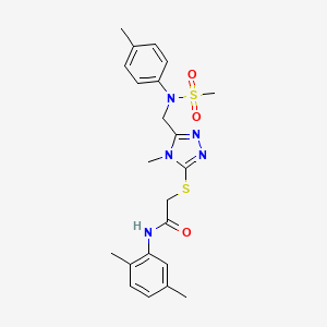 molecular formula C22H27N5O3S2 B11307157 N-(2,5-dimethylphenyl)-2-[(4-methyl-5-{[(4-methylphenyl)(methylsulfonyl)amino]methyl}-4H-1,2,4-triazol-3-yl)sulfanyl]acetamide 