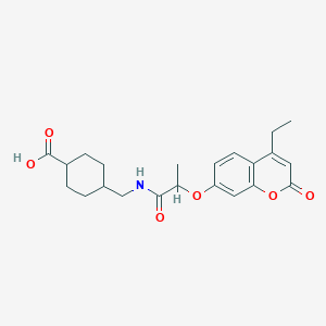 molecular formula C22H27NO6 B11307213 trans-4-[({2-[(4-ethyl-2-oxo-2H-chromen-7-yl)oxy]propanoyl}amino)methyl]cyclohexanecarboxylic acid 