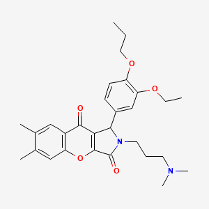 molecular formula C29H36N2O5 B11307219 2-[3-(Dimethylamino)propyl]-1-(3-ethoxy-4-propoxyphenyl)-6,7-dimethyl-1,2-dihydrochromeno[2,3-c]pyrrole-3,9-dione 