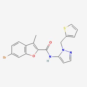 6-bromo-3-methyl-N-[1-(thiophen-2-ylmethyl)-1H-pyrazol-5-yl]-1-benzofuran-2-carboxamide