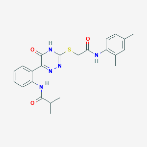 N-{2-[3-({2-[(2,4-dimethylphenyl)amino]-2-oxoethyl}sulfanyl)-5-oxo-4,5-dihydro-1,2,4-triazin-6-yl]phenyl}-2-methylpropanamide