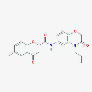 molecular formula C22H18N2O5 B11307305 6-methyl-4-oxo-N-[3-oxo-4-(prop-2-en-1-yl)-3,4-dihydro-2H-1,4-benzoxazin-6-yl]-4H-chromene-2-carboxamide 