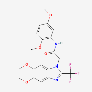 molecular formula C20H18F3N3O5 B11307364 N-(2,5-dimethoxyphenyl)-2-[2-(trifluoromethyl)-6,7-dihydro-1H-[1,4]dioxino[2,3-f]benzimidazol-1-yl]acetamide 