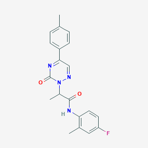 molecular formula C20H19FN4O2 B11307464 N-(4-fluoro-2-methylphenyl)-2-[5-(4-methylphenyl)-3-oxo-1,2,4-triazin-2(3H)-yl]propanamide 