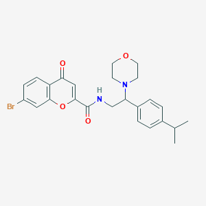 molecular formula C25H27BrN2O4 B11307481 7-Bromo-N-[2-(morpholin-4-YL)-2-[4-(propan-2-YL)phenyl]ethyl]-4-oxo-4H-chromene-2-carboxamide 