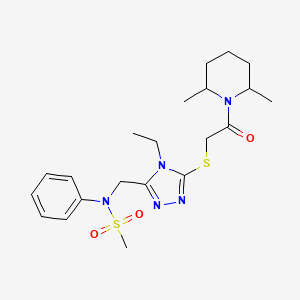 molecular formula C21H31N5O3S2 B11307487 N-[(5-{[2-(2,6-dimethylpiperidin-1-yl)-2-oxoethyl]sulfanyl}-4-ethyl-4H-1,2,4-triazol-3-yl)methyl]-N-phenylmethanesulfonamide 