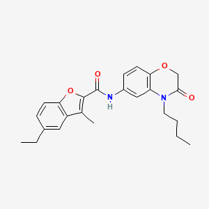 molecular formula C24H26N2O4 B11307499 N-(4-butyl-3-oxo-3,4-dihydro-2H-1,4-benzoxazin-6-yl)-5-ethyl-3-methyl-1-benzofuran-2-carboxamide 