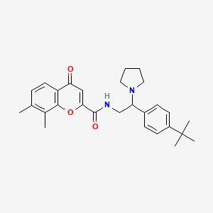 molecular formula C28H34N2O3 B11307502 N-[2-(4-tert-butylphenyl)-2-(pyrrolidin-1-yl)ethyl]-7,8-dimethyl-4-oxo-4H-chromene-2-carboxamide 