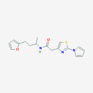 N-[4-(furan-2-yl)butan-2-yl]-2-[2-(1H-pyrrol-1-yl)-1,3-thiazol-4-yl]acetamide