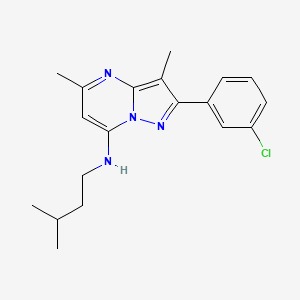 molecular formula C19H23ClN4 B11307541 2-(3-chlorophenyl)-3,5-dimethyl-N-(3-methylbutyl)pyrazolo[1,5-a]pyrimidin-7-amine 