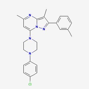 molecular formula C25H26ClN5 B11307588 7-[4-(4-Chlorophenyl)piperazin-1-yl]-3,5-dimethyl-2-(3-methylphenyl)pyrazolo[1,5-a]pyrimidine 