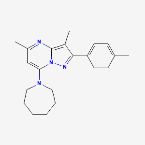 molecular formula C21H26N4 B11307632 1-[3,5-Dimethyl-2-(4-methylphenyl)pyrazolo[1,5-a]pyrimidin-7-yl]azepane 