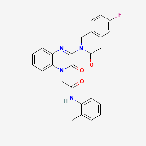 molecular formula C28H27FN4O3 B11307672 N-(4-{2-[(2-ethyl-6-methylphenyl)amino]-2-oxoethyl}-3-oxo-3,4-dihydroquinoxalin-2-yl)-N-(4-fluorobenzyl)acetamide 