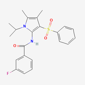 molecular formula C22H23FN2O3S B11307697 N-[4,5-dimethyl-3-(phenylsulfonyl)-1-(propan-2-yl)-1H-pyrrol-2-yl]-3-fluorobenzamide 